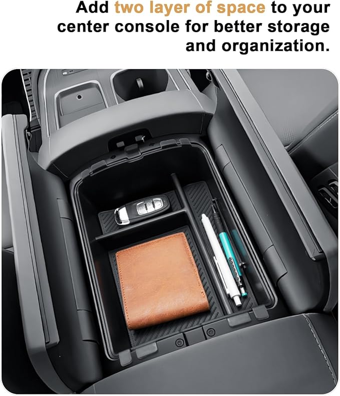 ECOZEN 2026 Palisade Center Console Organizer - 2 Pcs Upper & Lower For 2026 Palisade Armrest Box Organizer Tray - Compatible with 2026 Hyundai Palisade Hybrid Accessories - Only Fit Calligraphy Trim