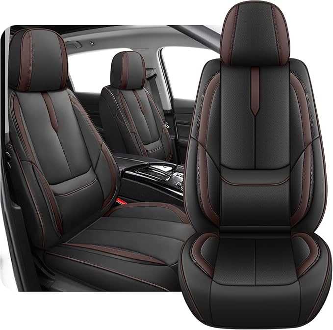 Fit for 98% of Mercedes Benz Car Seat Covers, Premium Nappa Leather Seat Cover, Fully Wrapped Protect Modern Style Seat Cover (2-Seat Standard, Black & Coffee)