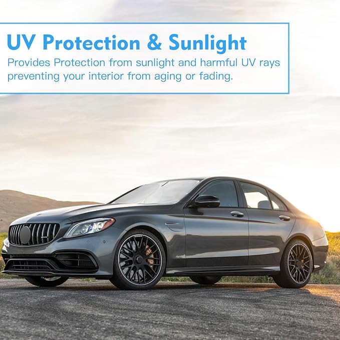 Windshield Sun Shade for Mercedes Benz Accessories Window Sunshade Fit Mercedes Benz C Class C250 C300 C400 2015-2023 Front Window Shade Sun Visor Blocks UV Keep Car Cooler