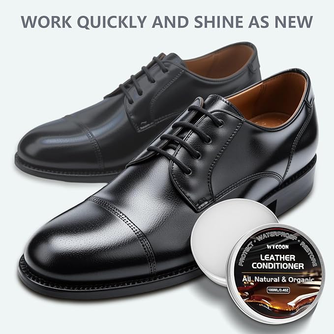 Leather Recoloring Balm with 100ml Mink Oil Conditioner | Medium Brown Repair Kit, Dye & Color Restorer for Furniture, Sofa, Car Seats, Bags | Restore Faded & Scratched Surfaces