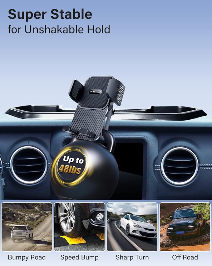 SKYLOTEC Phone Holder for Jeep Wrangler JK JKU 2011-2016 2017 2018 Accessories Automobile Cradles Phone Mount, Dashboard Mount Dash Tray Not Block Air Vent