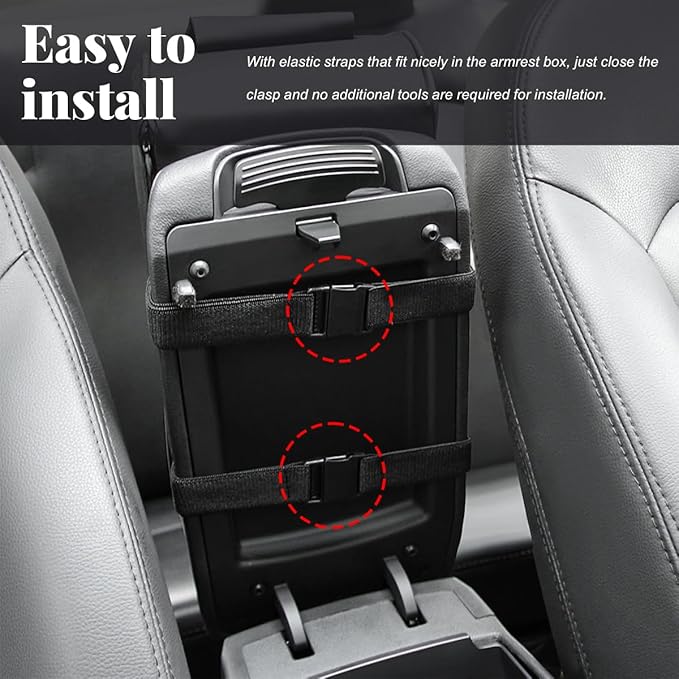 Car Center Console Cover, Soft Memory Foam Auto Arm Rest Pillow with Phone Holder Storage Bag, Waterproof Leather Armrest Seat Box Protector Comfy Cushion Pad for Most Cars (Black)