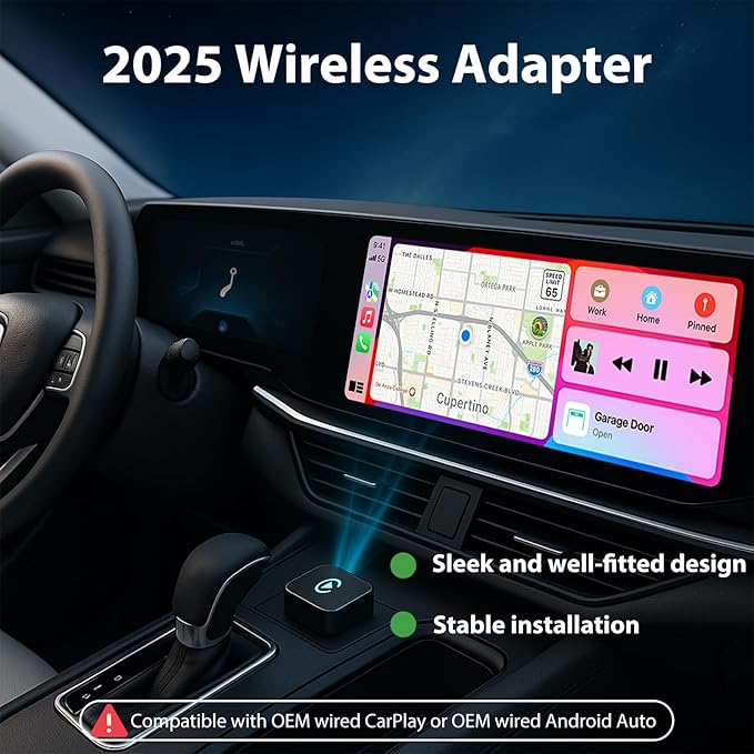 Sunweyer S40 Super Mini CarPlay Adapter Wireless Android Car Kit - for Vehicles with Factory Wired CarPlay, Auto Connect Wireless Adapter