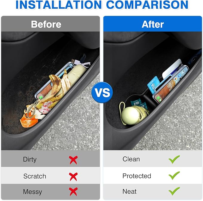 Canvcle Car Door Side Storage Box and Trash Can for 2020-2024 Tesla Model Y (Not for Juniper) Accessories Front Rear Door Insert Tray Organizer Slot Storage Protector with Trash Can 6PCS