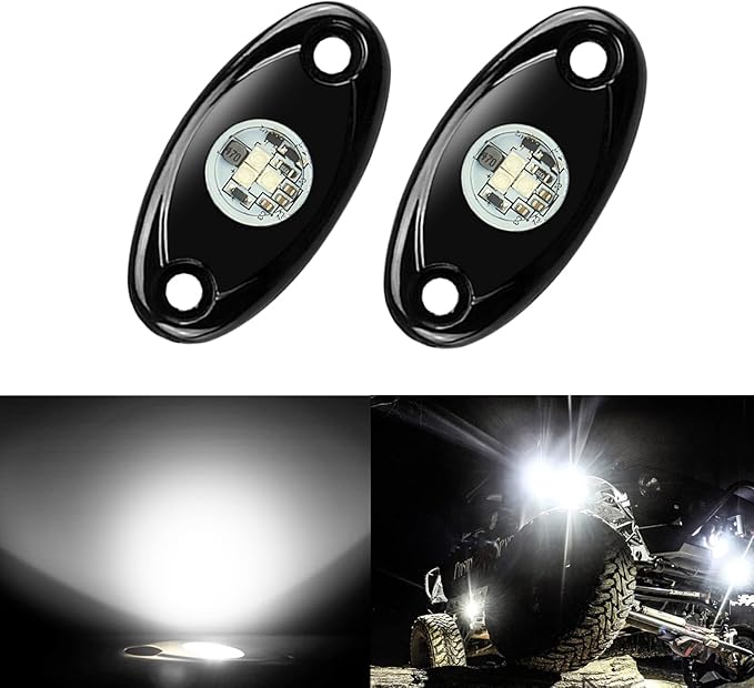 2 Pods LED Rock Lights, Ampper Waterproof LED Neon Underglow Light for Car Truck ATV UTV SUV Offroad Boat Underbody Glow Trail Rig Lamp (White)