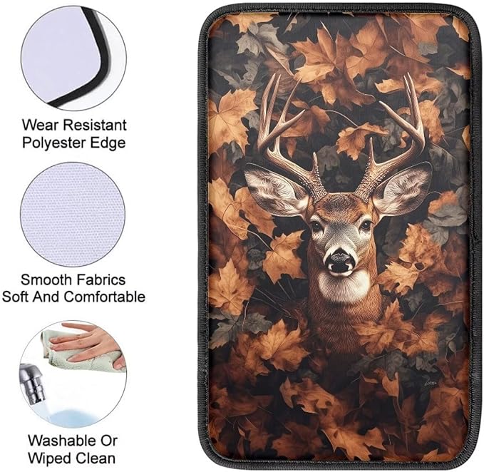 Deer Car Center Console Cover Pad Cute Arm Rest Cover for Cars Car Armrest Covers Protector for Car Armrest Storage Box Universal Auto Interior Accessories