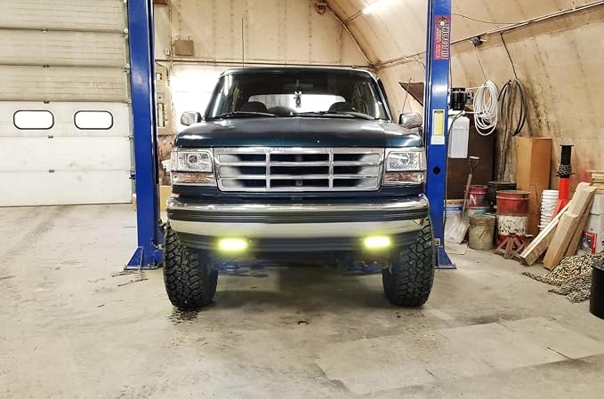 iJDMTOY 7-Inch Universal Fit 3000K Yellow Lens High Power LED Daytime Running Light Bar (DRL) With Brackets, Wirings