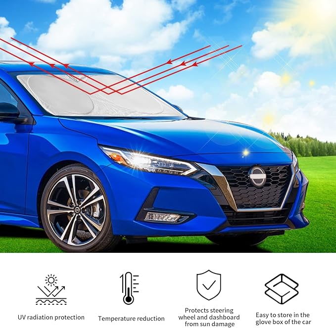Custom Fit Nissan Murano 2015 2016-2022 2023 2024 2025 Windshield Sun Shade for Murano Front Window Sunshade 240T Upgrade Foldable Cover Sun Visor Shield Protector Blocks UV Rays Car Accessories