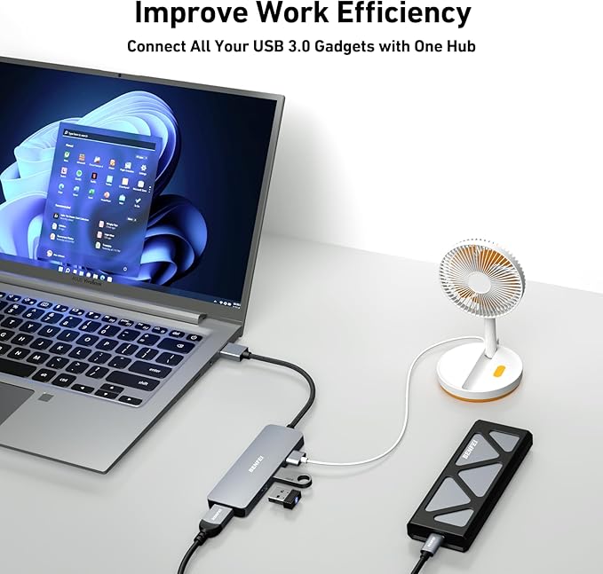 BENFEI USB 3.0 Hub, 4 Ports USB A Splitter Ultra-Slim Expander for Mouse, Keyboard, Flash Drive, U Disk, Printer Compatible with Laptop, Desktop PC, Xbox, PS5, and More