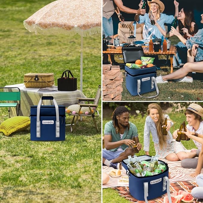 Lisa Lunch Soft Cooler 20/36 Can, Insulated Bag Portable Ice Chest Box for Lunch, Beach, Drink, Beverage, Travel, Camping, Picnic, Car, Trips, Cooler Leak-Proof