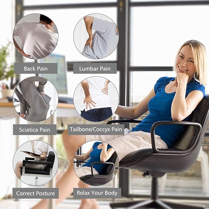 Aukee Lumbar Support Pillow for Car, Genuine Leather Memory Foam Pillow Cushion Lower Back Cushion for Car and Office Chair with Adjustable Strap (Beige)