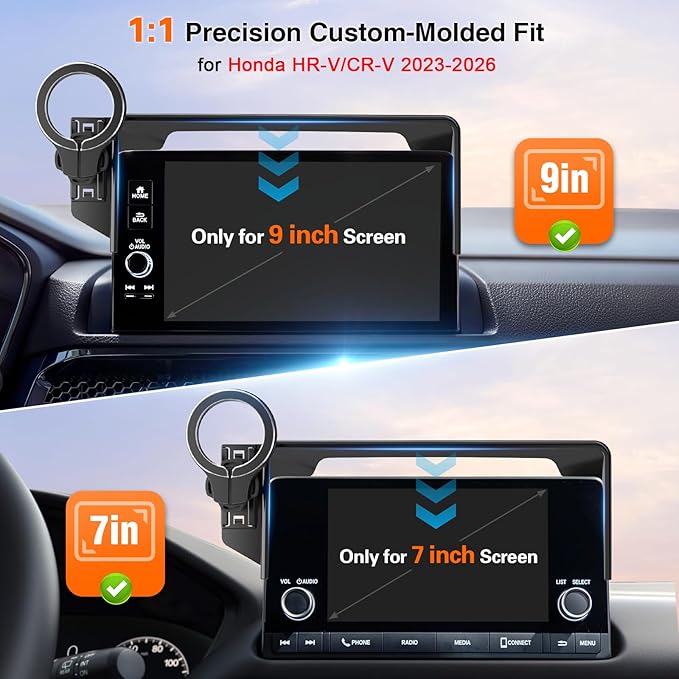 pop-tech Car Phone Holder for Honda CR-V HR-V 2023 2024 2025 2026: for MagSafe Magnetic Cell Phone Mount for HRV CRV Accessories 7/9 inch Screen - Touchscreen Cradles Strong Magnets for iPhone Samsung