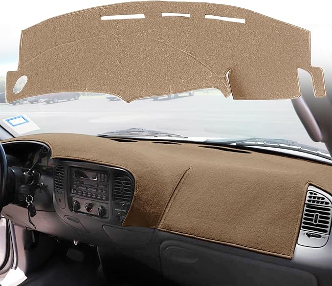 Yiz Dash Cover Mat Custom Fit for Ford F150 F250 Expedition F150 Heritage 1997 1998 1999 2000 2001 2002 2003 w/o Climate Sensor w/o Light Sensor, Dashboard Cap Pad Carpet Protector (97-03 Beige) J61