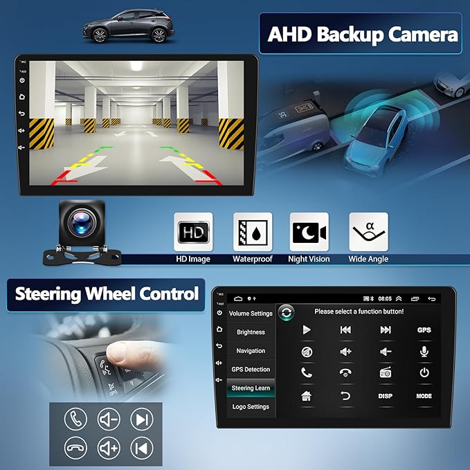 2G+64G Android 15 Car Stereo for Hyundai Sonata 2010-2015 with Wireless Carplay Android Auto,9” Touchscreen Hyundai Sonata Car Radio with Mirror Link WiFi/GPS Bluetooth FM/RDS SWC+AHD Rear Camera