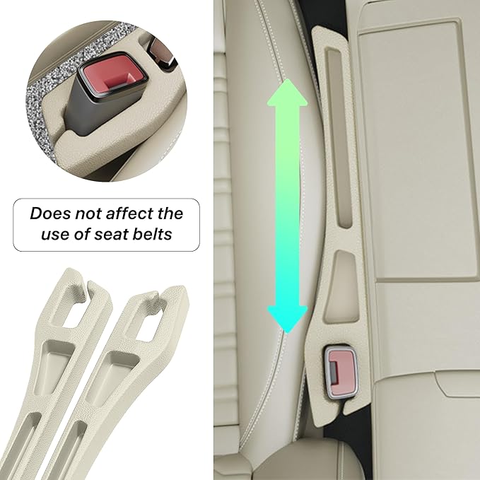 Car Seat Gap Filler Organizer, 2PCS Multifunctional Vehicle Fill Gap Blocker with Storage Slot Between Seat Console, Anti-Drop Auto Interior Organization, Universal for SUV Truck Sedan(Beige)