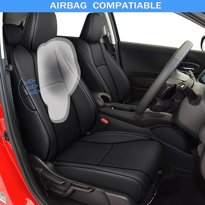 AOMSAZTO Custom Fit Seat Covers for Honda HR-V 2019 2020 2021 2022 EX, Sport, EX-L,Touring Full Set Faux Leather Black
