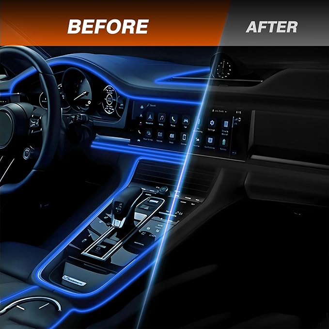 Interior Car LED Strip Lights, RGB 8-in-1 16 Million Colors Ambient Lighting Kit with 400 inches Fiber Optic Wireless APP & Remote Control Music Sync