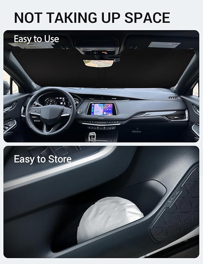 Proadsy Windshield Sun Shade for Cadillac XT4 2019-2025 2026 4-Layer Foldable Front Sunshade Protector Sun Visor Blocks UV Rays Keep Car Cooler