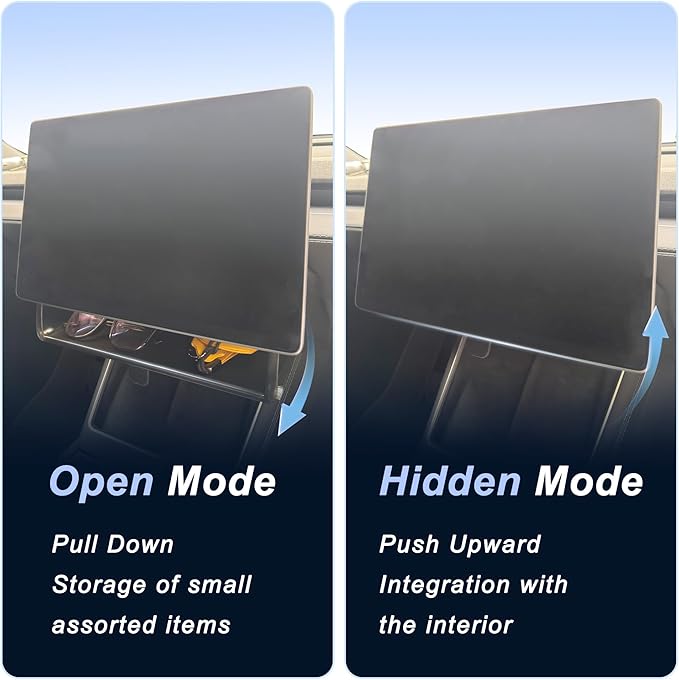 Hidden Under Screen Storage Box for Tesla Model Y(2025-2026) & Model 3 (2024-2026) – Openable Center Console Organizer with Anti-Slip Pad, Tesla Accessories