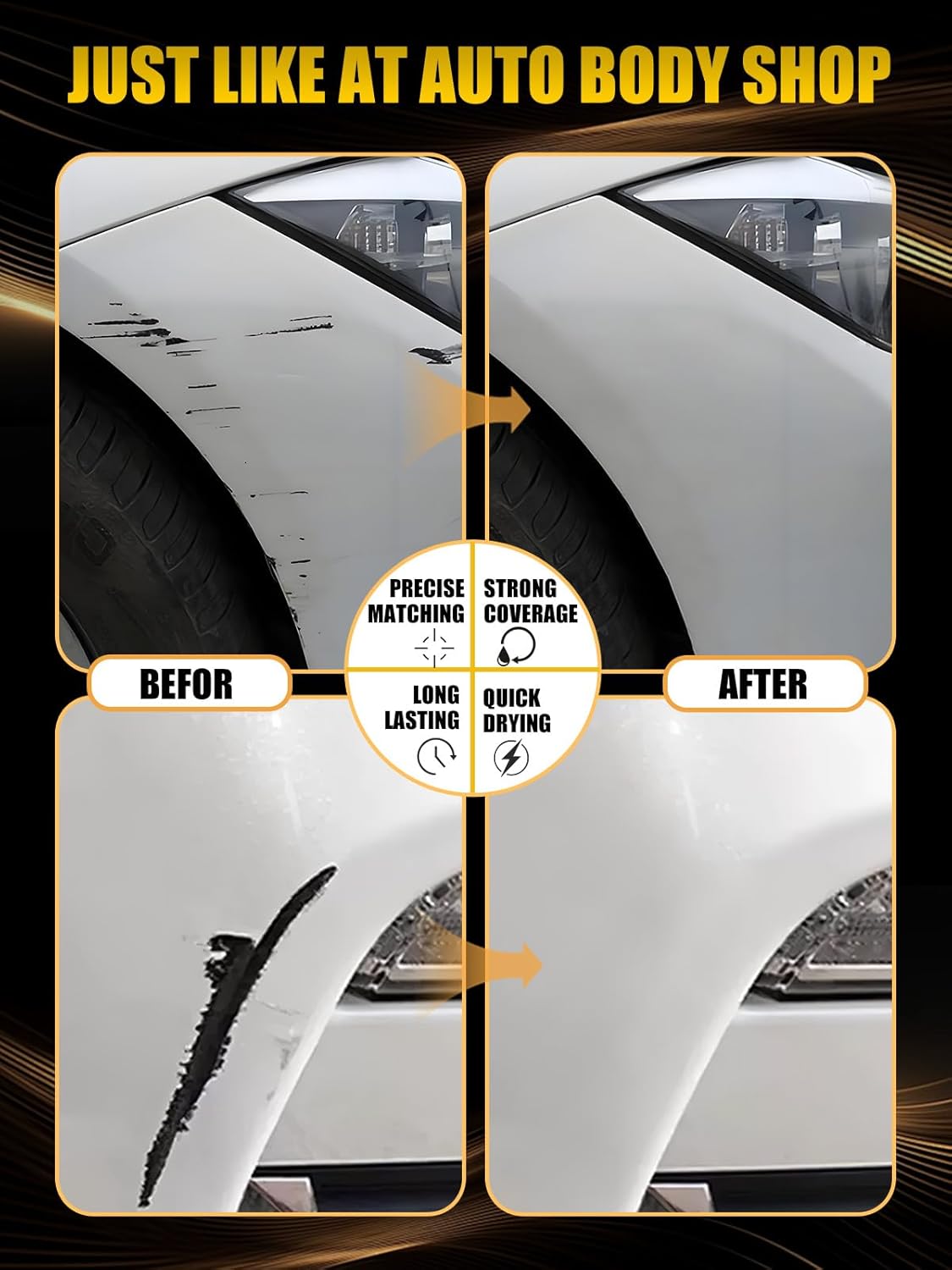 (197/9197) Obsidian Black Metallic Touch Up Paint Compatible with Mercedes-Benz, Exact Match Car Paint Pen Automotive Scratch Repair Remover Kit Quick & Easy Solution for Vehile Chips and Nicks