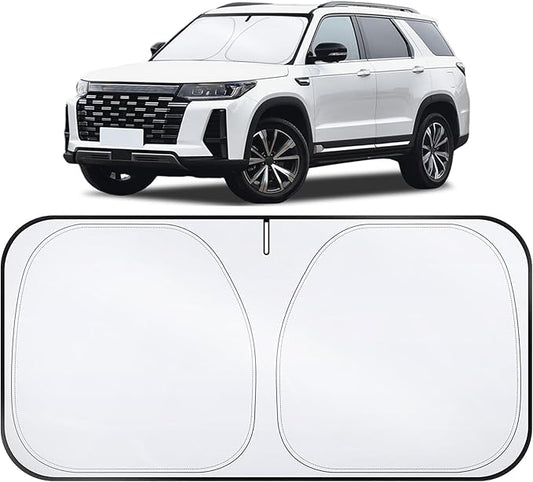 LivTee Car Windshield Sun Shade–300T Polyester, Double-Layer Design, Foldable Sunshade for Small Sedans & Mini SUV, UV & Heat Protection, Automotive Interior Sun Shield, Car Accessories(57.08"x31.5")