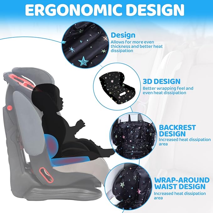 Orzbow Car Seat Cooling Pad with Insulated Bag, Gel Car Seat Cooler Pad for Babies, Toddler, Infant, Portable Cooling Mat for Strollers and Carseats, Keep Baby Cool in Summer, Black