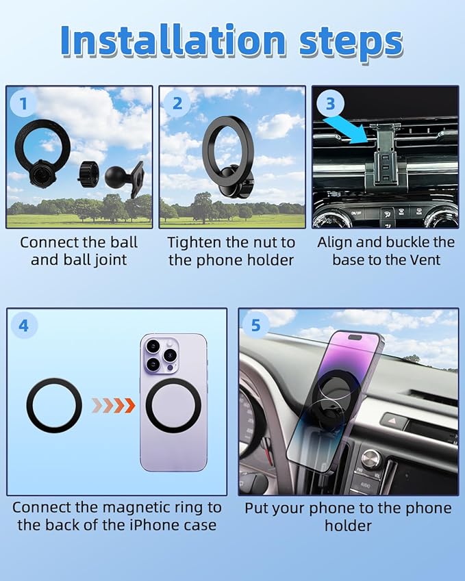 PZK Car Phone Mount for Chevrolet Chevy Trax 2024 2025 Accessories Accessories Custom Air Vent Chevy Car Phone Holder Compatible with MagSafe Hands Free 360° Rotation Cell Phone Automobile Cradles