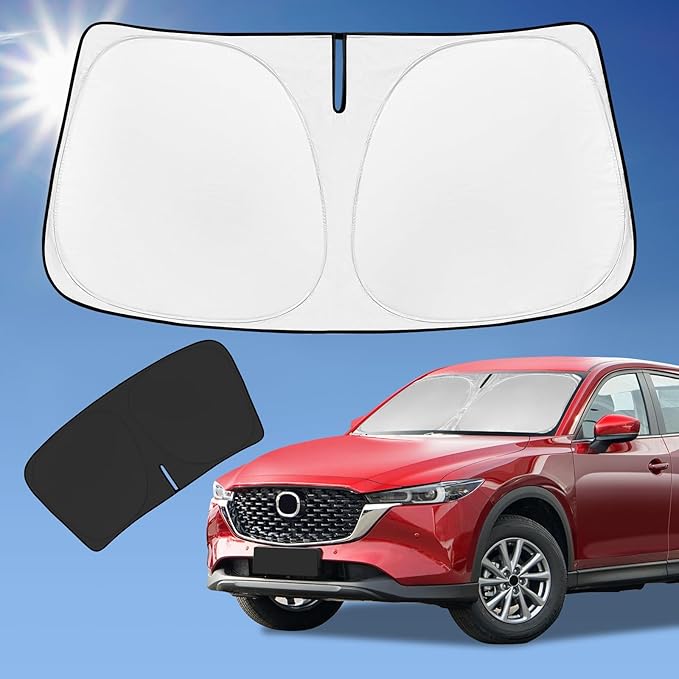 for Mazda CX5 CX-5 2017-2025 2026 Sun Shade Sunshade Windshield Cover, 4-Layer Front Window Shade Custom Fit CX5 Sport, Touring, Grand Touring, 4 Door Crossover Sun Visor 240T Fabric Shade