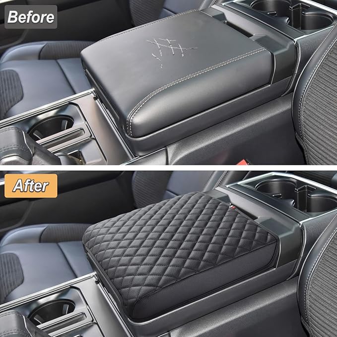 PIMCAR Center Console Cover for 2021-2025 2026 Ford F150, 2022-2026 F150 Lightning Work Surface Console Armrest Cushion Leather Protector Interior Accessories (Only fit for Work Surface Console)
