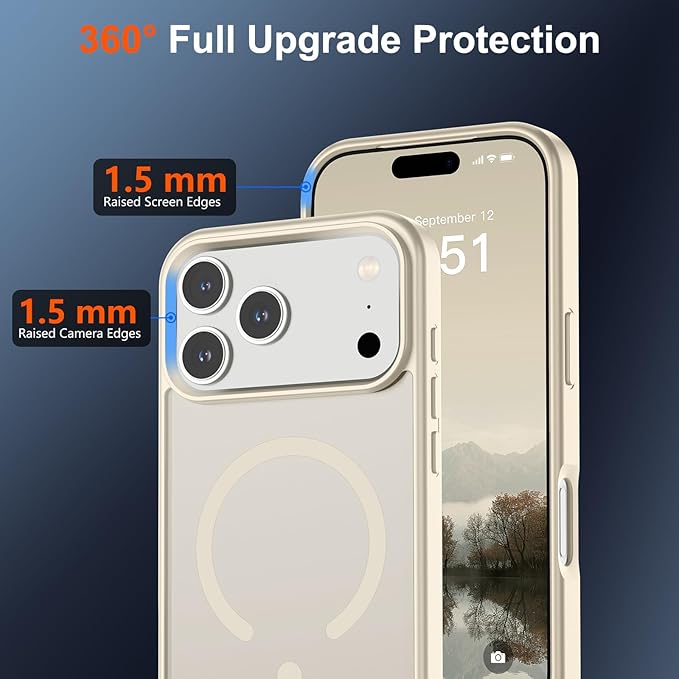 SUPFINE Magnetic for iPhone 17 Pro Max Case (Compatible with MagSafe)(Military Grade Drop Protection) Translucent Matte Shockproof with Anti-Fingerprint Phone Cover,Antique White