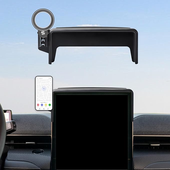 Car Phone Holder for Ford Mustang Mach-E 2021-2026 Accessories Apply to 15.5 Inch Touch Screen Fixed Clip Magnetic Cell Phone Mount Hands-Free 360 Degree Rotation