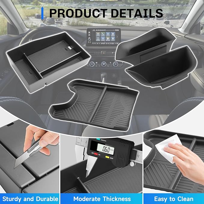 SXCY [4PCS Tray for 2026 2027 Honda HRV HR-V Center Console Organizer for 2023-2026 2027 Honda HRV Accessories [Armrest Tray+Door Storage+Under Console Tray] 2025 2026 2027 HRV Console Organizer