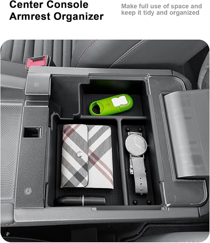 3 Pcs Center Console Organizer For 2025 Ford Explorer - Armrest Box Organizer Tray + 2 Pcs Center Console Storage Tray - Compatible with 2025 Ford Explorer Interior Accessories ABS - Not For 2026