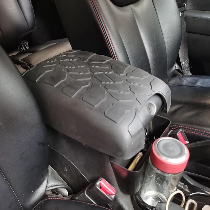 Center Console Armrest Cover Lid for Jeep Wrangler JK 2011 2012 2013 2014 2015 2016 2017 2/4-Door Black Cushion Guard Pad Protector Car Interior Accessories