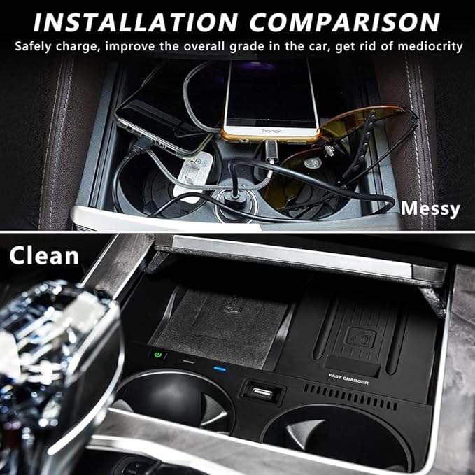 Wireless Car Charger Compatible with BMW X5/X5M X6/X6M 2019 2020 Center Console Accessory Panel, 15W Qi Fast Charging Phone Charger Pad for BMW G05/G06 (Support Original Car with NFC)