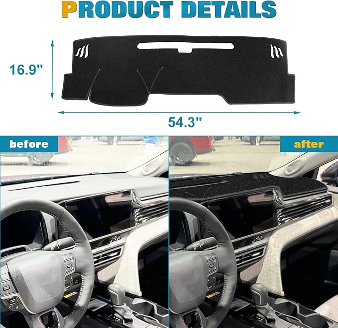 x xotic tech Center Console Dashboard Mat Compatible with Toyota Camry 2025 2026 Without HUD, Pre-Cut Non-Slip Sunshade No Sun Glare UV Rays Protector Dash Carpet Pad Black Cover