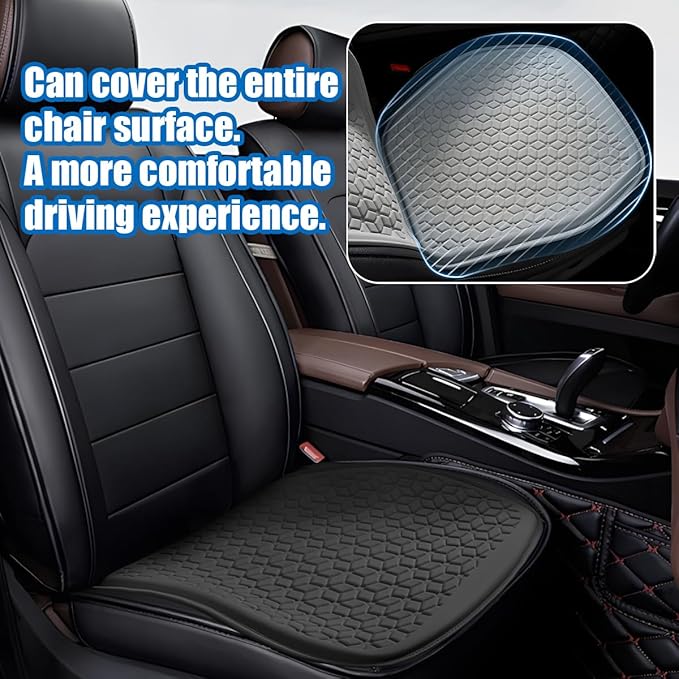 Gel Car Seat Cushion, Non-Slip & Comfortable Automotive Chair Protector Pad for Driving, Breathable Vehicle Interior Mat Cover Accessories, Universal for SUV Sedan Truck (Black)