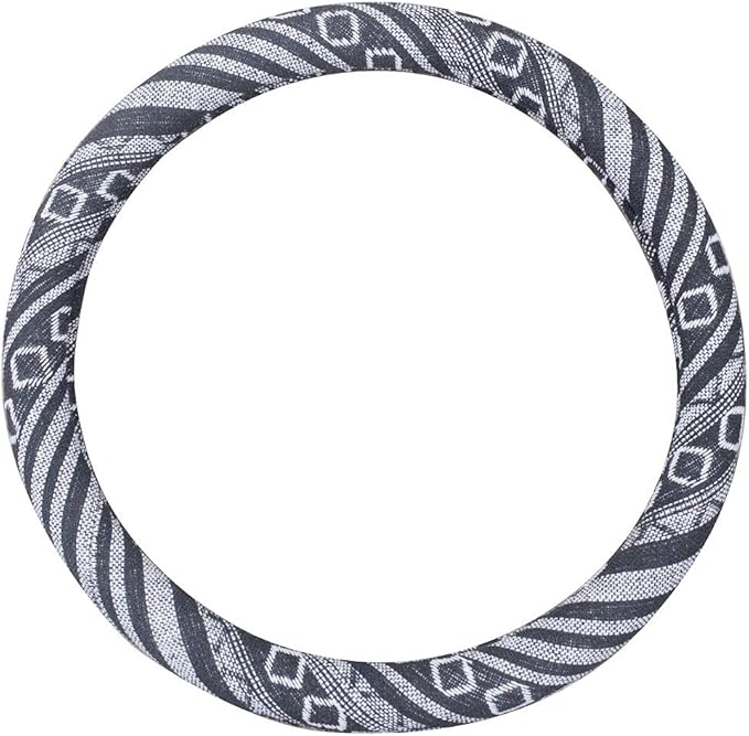 Medium Ethnic Style Coarse Flax Cloth Automotive Steering Wheel Cover Anti Slip and Sweat Absorption Auto Car Wrap Cover (14.5''-15'',G)
