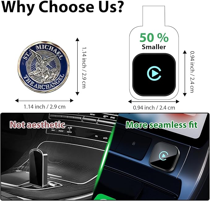 Sunweyer S40 Super Mini CarPlay Adapter Wireless Android Car Kit - for Vehicles with Factory Wired CarPlay, Auto Connect Wireless Adapter