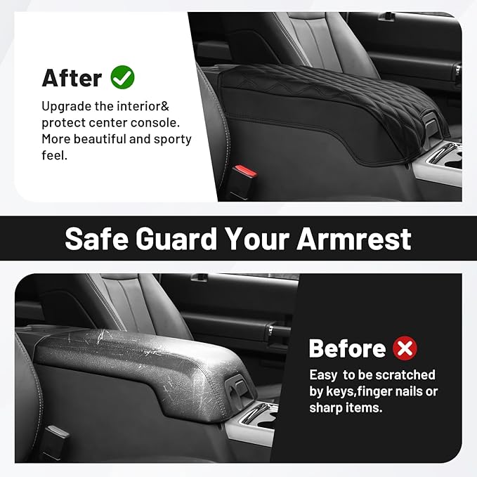 Autorder Center Console Cover for 2011-2016 Ford F250/F350/F450/F550 Accessories Armrest Cushion Cover Leather Middle Console Covers Anti-Scratch Armrest Pad for Pet (Bucket Seat Only)