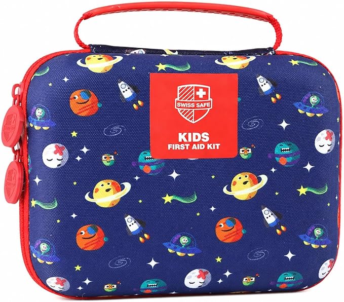 Swiss Safe First Aid Kit for Kids 246 Pieces - for Travel, Home & Car Emergency Kit, Baby & Toddler First Aid, Small Portable Kit with Mini Bag