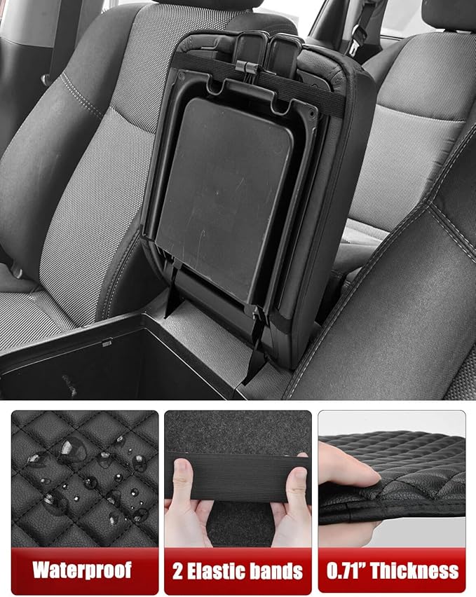 KBH Center Console Cover for 2013-2020 Infiniti QX60 & JX35, Nissan Pathfinder Accessories, Vinyl Leather Trim, Armrest Full Protector Arm Rest Cushion Pad, Anti-Scratch, Black