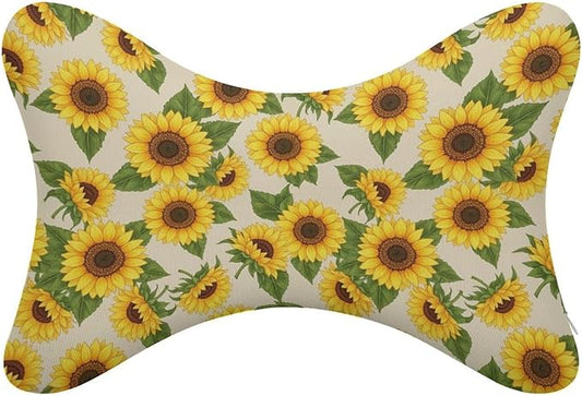 Car Headrest Pillow Compatible with Yellow Sunflowers, Cartoon Neck Pillow for Car, 2 Pcs Comfortable Soft Car Seat Pillow for Driving,Head Rest Cushion, Cute Neck Pillow for Travel