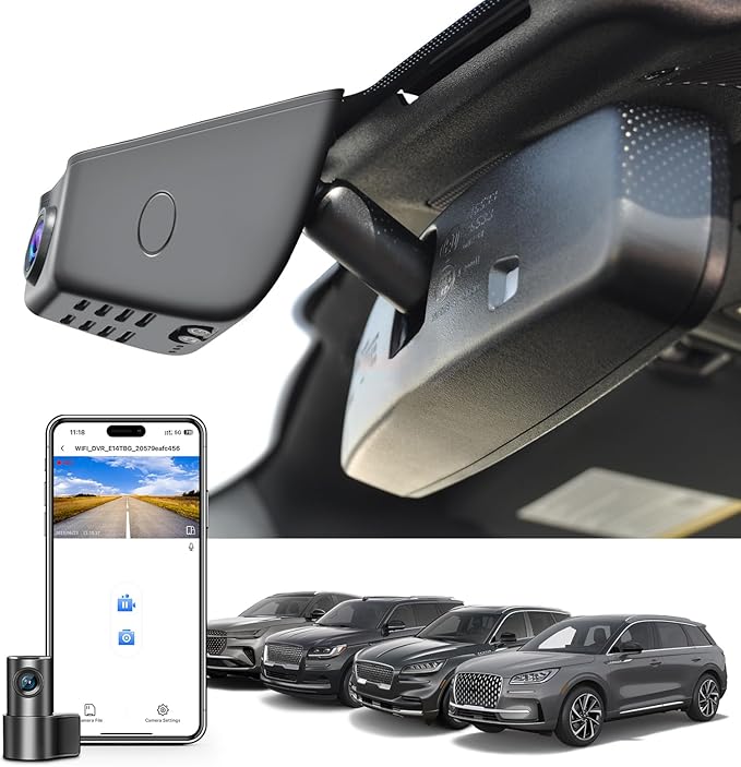 Mangoal Front 4K & Rear 1080p Dash Cam for Ford Lincoln Nautilus Gen1 U540 2019-2023 Navigator Gen4 2018-2025, Aviator Gen2 U611 2020-2025, Corsair 2020-2022, WiFi & App, GPS, 128GB Card