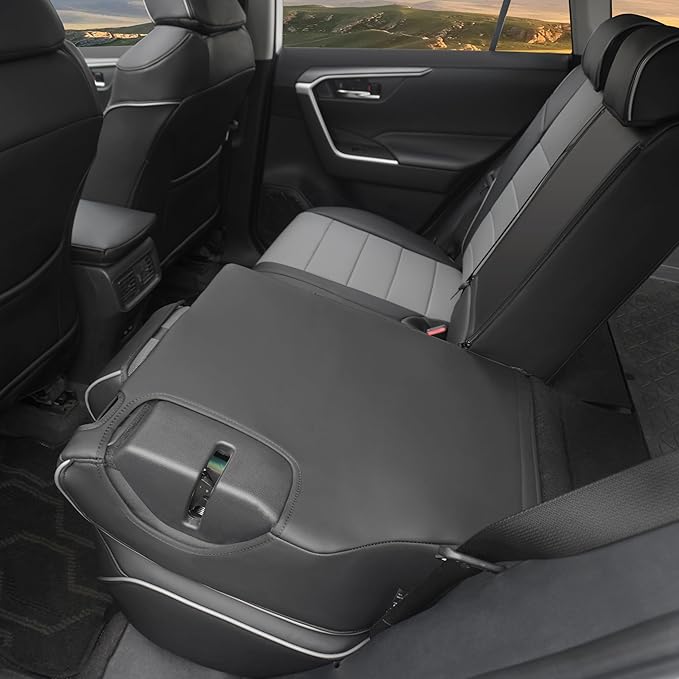 Lolcar Rav4 Seat Covers Custom Fit for Toyota Rav4 2019 2020 2021 2022 2023 2024 2025 LE,XLE,XLE Premium,Limited, Leather Truck Seat Cover Full Set for SUV,Faux Leather(Black/Gray)