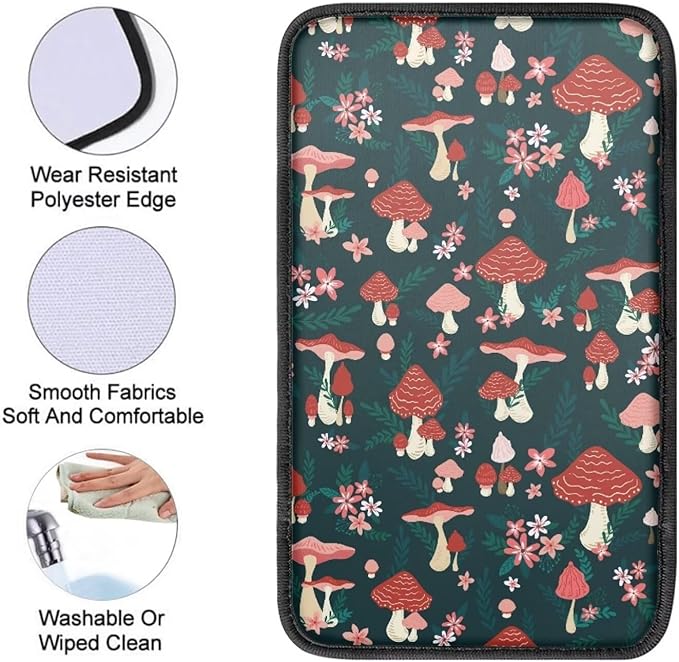 JoyLamoria Mushroom Automotive Armrest Pad Protector for Women Mushroom Car Armrest Cover Easy Install