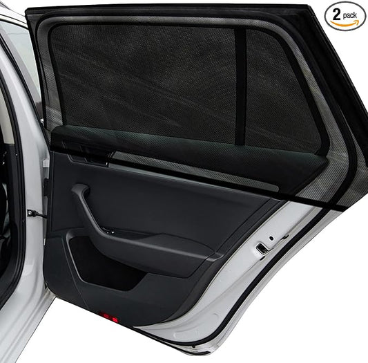 Car Window Shades, 2 Pack Breathable Mesh Side Sun Stretch Screens for Baby/Camping Heat Block UV Protection, Back Covers Car, Truck, SUV, Van-(Large 49"x22")
