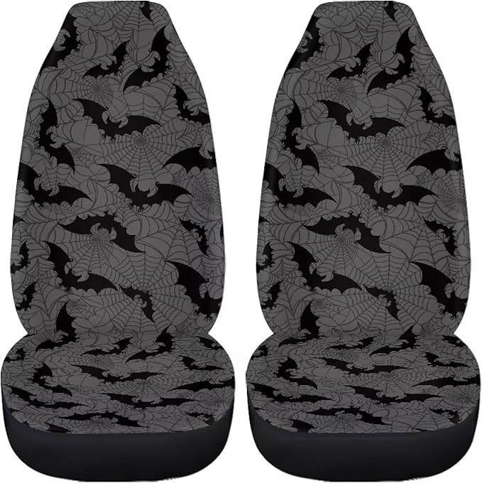 Halloween Bat Car Front Seat Covers Breathable Car Seat Covers Front Seats Only Stretch Polyester Fabric Cover Easy to Install Universal Fit for Most Vehicle