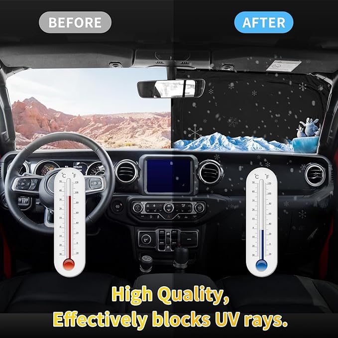 for Ford F150 F-150 F250 F350 F450 2015-2020 Sun Shade Sunshade Windshield Cover - 4 Layers Front Window Shade 250T Foldable Shade Custom Sun Visor Blocks UV Rays Truck Accessories