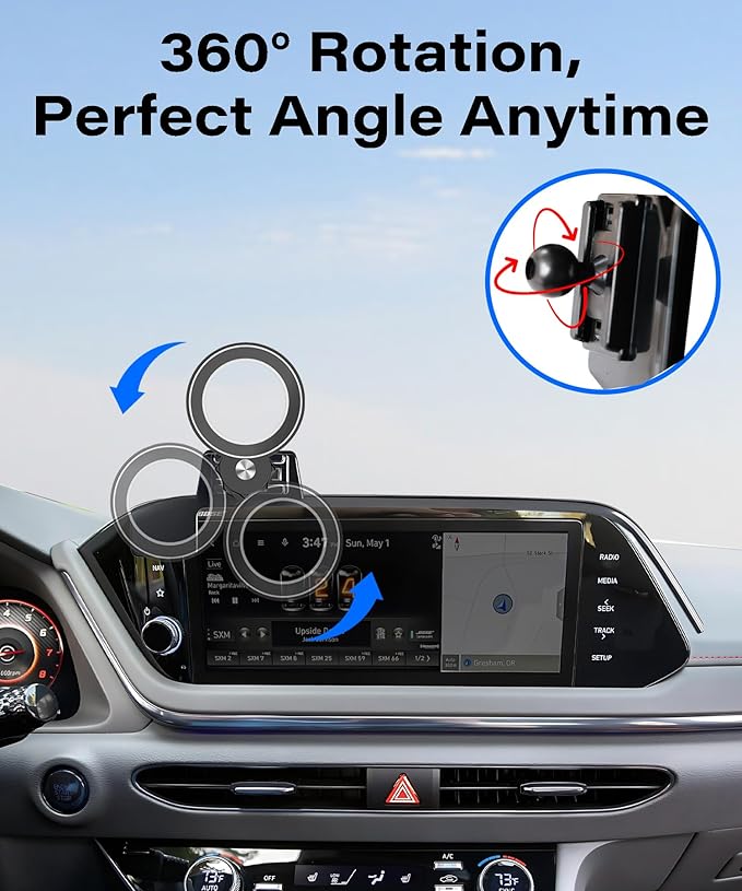 Car Phone Holder for Hyundai Sonata 2019 2020 2021 2022 2023 Accessories Apply to 10.25 Inch Touch Screen Fixed Clip Magnetic Cell Phone Mount Hands-Free 360 Degree Rotation